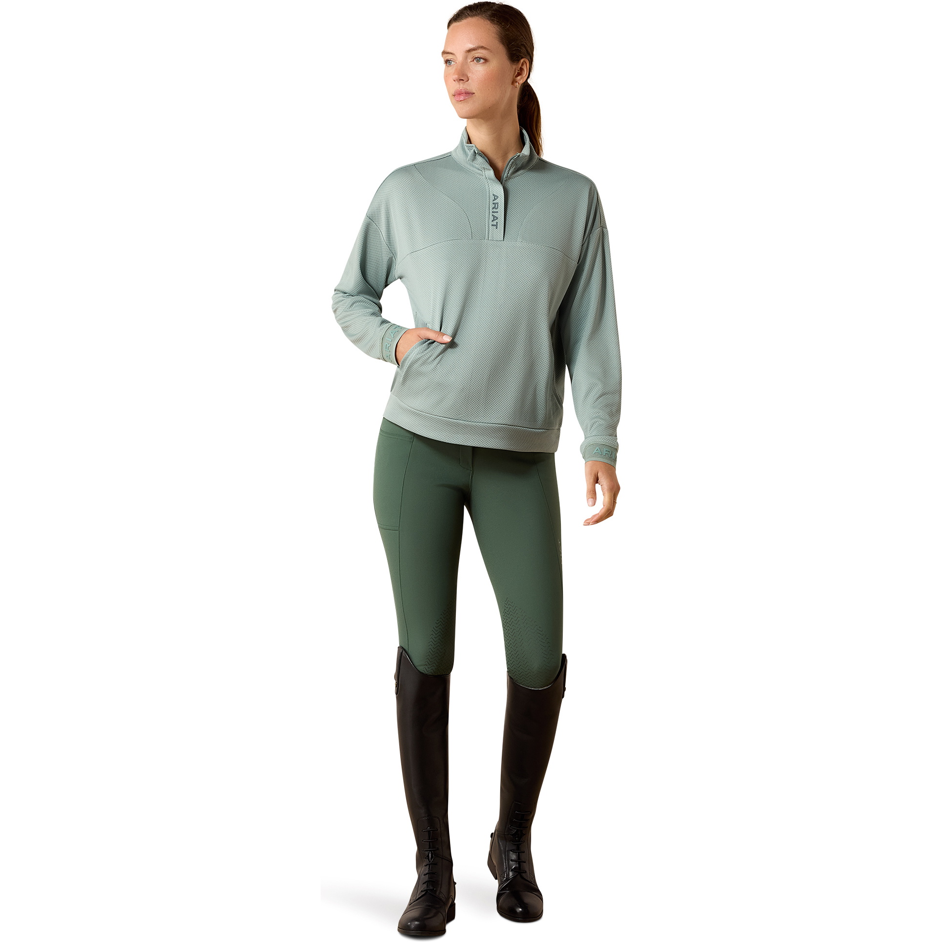 2026 Ariat Femmes Breathe 1/2 Zip Pullover 10071807 - Chinois Green